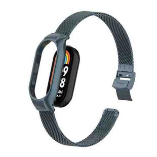 For Xiaomi Mi Band 8 Integrated Metal Case + Steel Mesh Slip Buckle Watch Band(Titanium Gray)