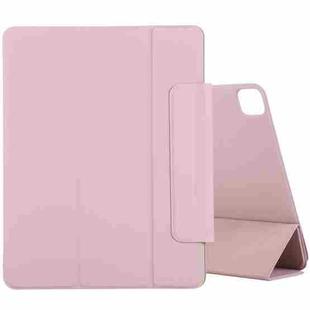 For iPad Pro 12.9 inch(2020) Horizontal Flip Ultra-thin Double-sided Clip Active Buckle Magnetic PU Leather Tablet Case With Three-folding Holder & Sleep / Wake-up Function(Pink)