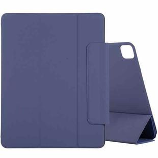 For iPad Pro 12.9 inch(2020) Horizontal Flip Ultra-thin Double-sided Clip Active Buckle Magnetic PU Leather Tablet Case With Three-folding Holder & Sleep / Wake-up Function(Dark Blue)