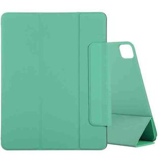 For iPad Pro 12.9 inch(2020) Horizontal Flip Ultra-thin Double-sided Clip Active Buckle Magnetic PU Leather Tablet Case With Three-folding Holder & Sleep / Wake-up Function(Grass Green)