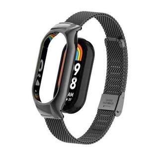 For Xiaomi Mi Band 8 Integrated Metal Case + Steel Mesh Buckle Watch Band(Black)