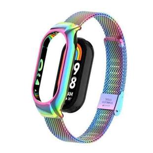 For Xiaomi Mi Band 8 Integrated Metal Case + Steel Mesh Buckle Watch Band(Colorful)
