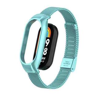 For Xiaomi Mi Band 8 Integrated Metal Case + Steel Mesh Buckle Watch Band(Cloud Blue)