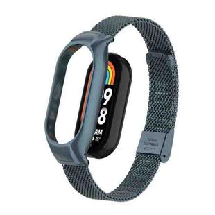 For Xiaomi Mi Band 8 Integrated Metal Case + Steel Mesh Buckle Watch Band(Titanium Gray)