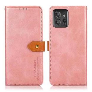 For Motorola ThinkPhone 5G KHAZNEH Dual-color Cowhide Texture Flip Leather Phone Case(Rose Gold)