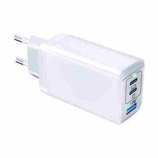 65W Dual PD USB-C / Type-C + USB 3-Port Gan Fast Charging Charger, Plug:EU Plug(White)