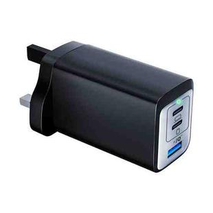 65W Dual PD USB-C / Type-C + USB 3-Port Gan Fast Charging Charger, Plug:UK Plug(Black)