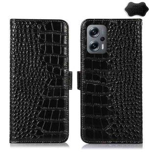 For Xiaomi Redmi Note 12 Turbo Crocodile Top Layer Cowhide Leather Phone Case(Black)