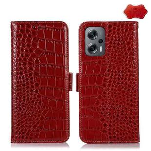 For Xiaomi Redmi Note 12 Turbo Crocodile Top Layer Cowhide Leather Phone Case(Red)