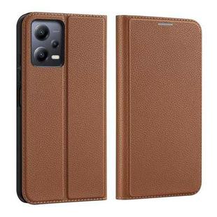 For Xiaomi Redmi Note 12 5G Global / Poco X5 5G  DUX DUCIS Skin X2 Series Horizontal Flip Leather Phone Case(Brown)