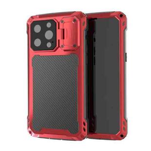 For iPhone 14 Pro RedPepper Silver Shield Series All-inclusive Lens Metal Phone Case(Red)