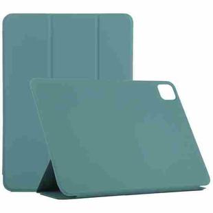 For iPad Pro 12.9 inch(2020) Horizontal Flip Ultra-thin Double-sided Clip Non-buckle Magnetic PU Leather Tablet Case With Three-folding Holder & Sleep / Wake-up Function(Green)