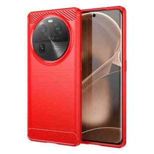 For OPPO Find X6 5G Brushed Texture Carbon Fiber TPU Phone Case(Red)