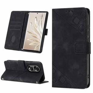 For Honor 70 Skin-feel Embossed Leather Phone Case(Black)