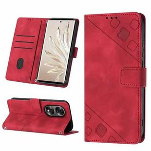 For Honor 70 Skin-feel Embossed Leather Phone Case(Red)