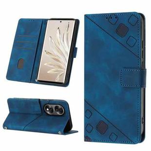 For Honor 70 Skin-feel Embossed Leather Phone Case(Blue)
