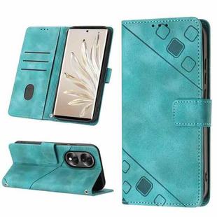 For Honor 70 Skin-feel Embossed Leather Phone Case(Green)