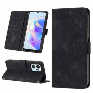 For Honor X7a 4G Global Skin-feel Embossed Leather Phone Case(Black)