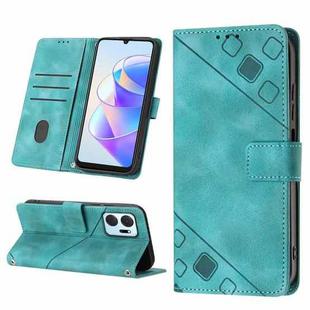 For Honor X7a 4G Global Skin-feel Embossed Leather Phone Case(Green)