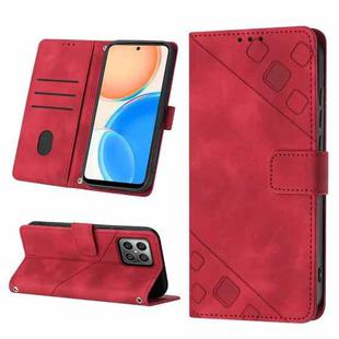 For Honor X8 4G Skin-feel Embossed Leather Phone Case(Red)