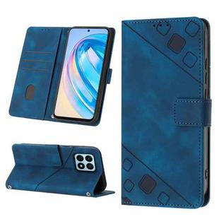 For Honor X8a 4G Global Skin-feel Embossed Leather Phone Case(Blue)