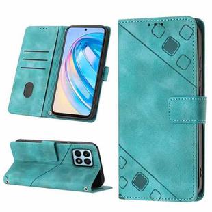 For Honor X8a 4G Global Skin-feel Embossed Leather Phone Case(Green)