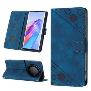 For Honor X9a 5G/Magic5 Lite Skin-feel Embossed Leather Phone Case(Blue)