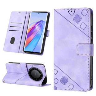 For Honor X9a 5G/Magic5 Lite Skin-feel Embossed Leather Phone Case(Light Purple)