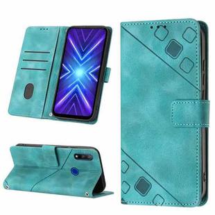 Skin-feel Embossed Leather Phone Case For Honor 9X Global/Huawei P Smart Z/Y9 Prime 2019/Enjoy 10 Plus(Green)