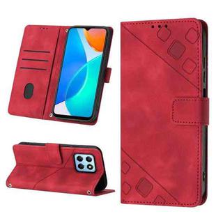 For Honor X6 / X8 5G Skin-feel Embossed Leather Phone Case(Red)