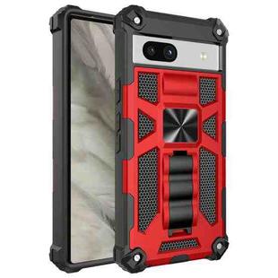 For Google Pixel 7a Shockproof TPU + PC Magnetic Phone Case with Holder(Red)