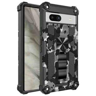 For Google Pixel 7a Camouflage Armor Kickstand TPU + PC Magnetic Phone Case(Black)