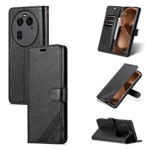 For OPPO Find X6 AZNS Sheepskin Texture Flip Leather Phone Case(Black)