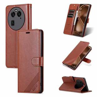 For OPPO Find X6 Pro AZNS Sheepskin Texture Flip Leather Phone Case(Brown)