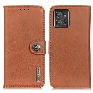 For Motorola ThinkPhone 5G KHAZNEH Cowhide Texture Flip Leather Phone Case(Brown)