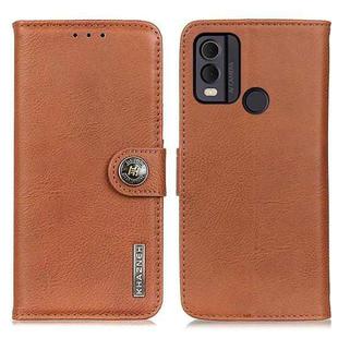 For Nokia C22 4G KHAZNEH Cowhide Texture Flip Leather Phone Case(Brown)