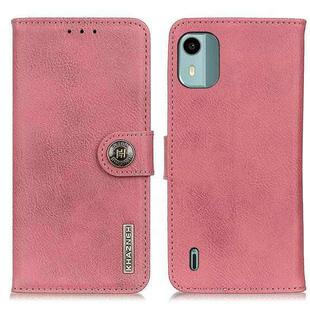 For Nokia C12 4G KHAZNEH Cowhide Texture Flip Leather Phone Case(Pink)