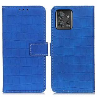 For Motorola ThinkPhone 5G Magnetic Crocodile Texture Leather Phone Case(Blue)