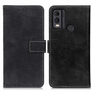 For Nokia C22 4G Magnetic Crocodile Texture Leather Phone Case(Black)