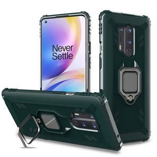 For OnePlus 8 Pro Carbon Fiber Protective Case with 360 Degree Rotating Ring Holder(Green)