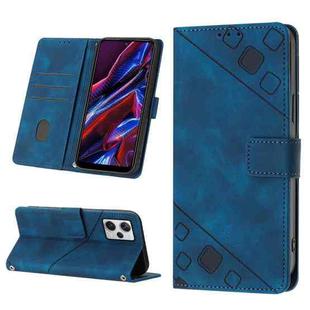 Skin-feel Embossed Leather Phone Case For Xiaomi Poco X5 5G/Redmi Note 12 China/Redmi Note 12 Global(Blue)
