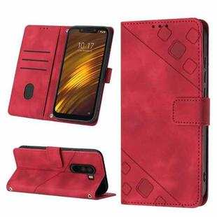 For Xiaomi Pocophone F1 Skin-feel Embossed Leather Phone Case(Red)