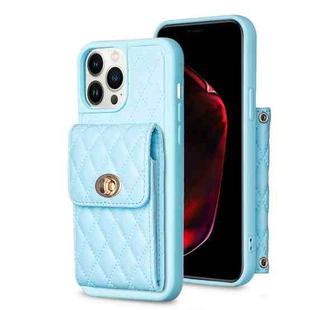 For iPhone 13 Pro Vertical Metal Buckle Wallet Rhombic Leather Phone Case(Blue)