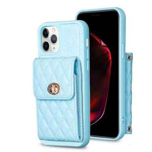 For iPhone 11 Pro Vertical Metal Buckle Wallet Rhombic Leather Phone Case(Blue)