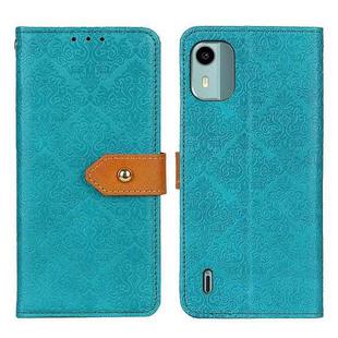 For Nokia C12 4G European Floral Embossed Flip Leather Phone Case(Blue)