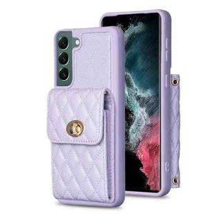 For Samsung Galaxy S22+ 5G Vertical Metal Buckle Wallet Rhombic Leather Phone Case(Purple)