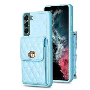 For Samsung Galaxy S22+ 5G Vertical Metal Buckle Wallet Rhombic Leather Phone Case(Blue)