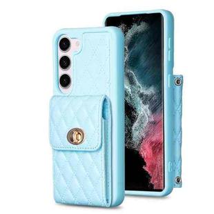 For Samsung Galaxy S21 5G Vertical Metal Buckle Wallet Rhombic Leather Phone Case(Blue)