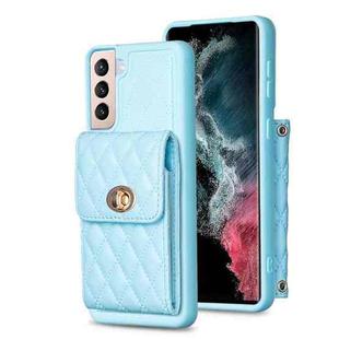 For Samsung Galaxy S21+ 5G Vertical Metal Buckle Wallet Rhombic Leather Phone Case(Blue)