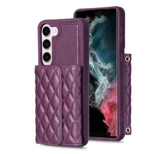 For Samsung Galaxy S23 5G Horizontal Wallet Rhombic Leather Phone Case(Dark Purple)